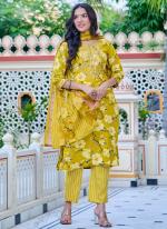 Cotton Yellow Daily Wear Printed Readymade Suit